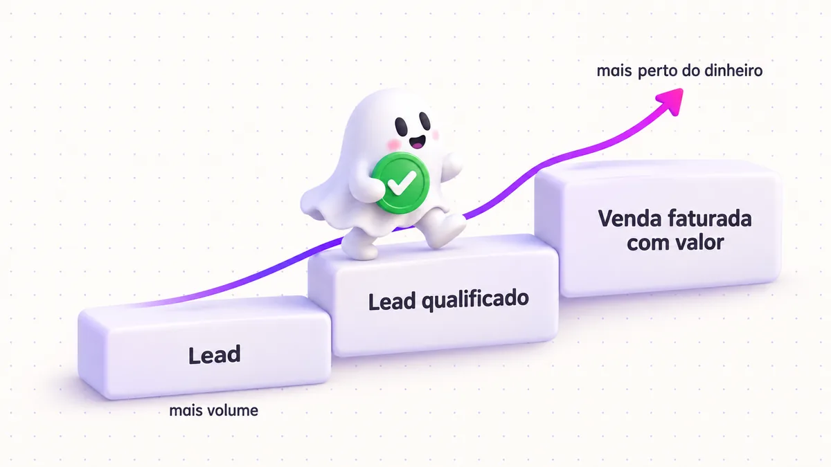 Degraus para otimizar a campanha por venda: começar pelo lead, passar ao lead qualificado e chegar à venda faturada com valor.